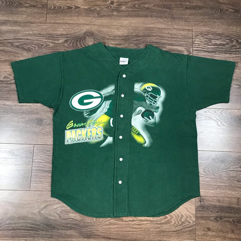 Badger Green Bay Packers Men’s Vintage 90’s Football Sports Team Baseball jersey